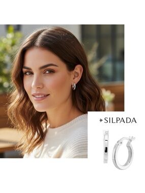 Silpada Squared Off Hoop Earrings .925 Sterling Silver NWT
